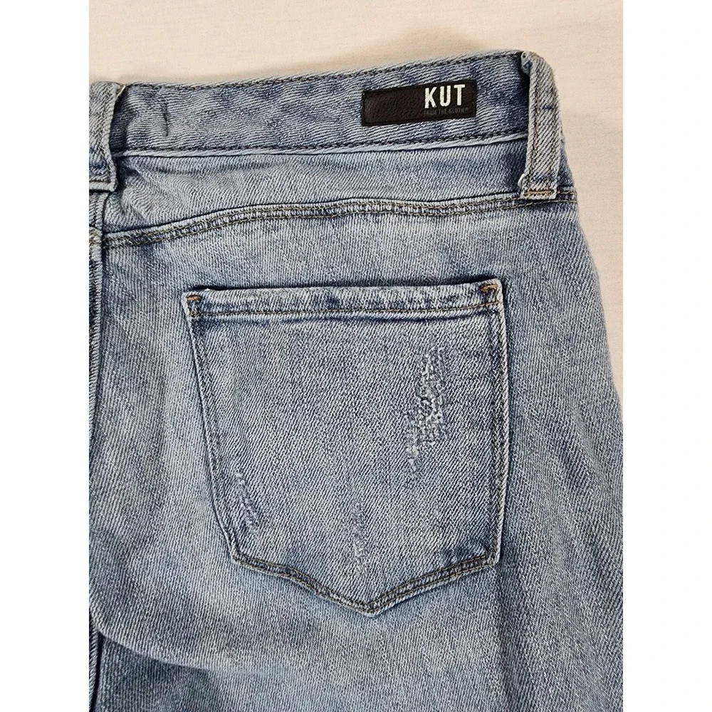 Kut from the Kloth Reese Crop Jeans Womens 6 Straight Ankle Distressed‎ Raw Hem